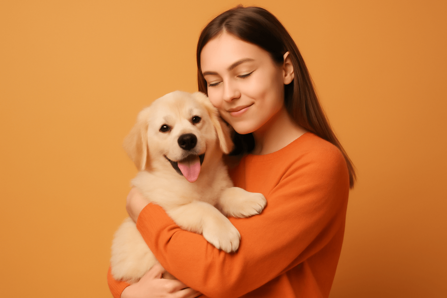 Golden Retriever puppy playing with toys in his crate and a small dog practicing yoga with owner